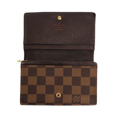 Louis Vuitton Damier Portomonevier Tresor Brown Fold Wallet Compact