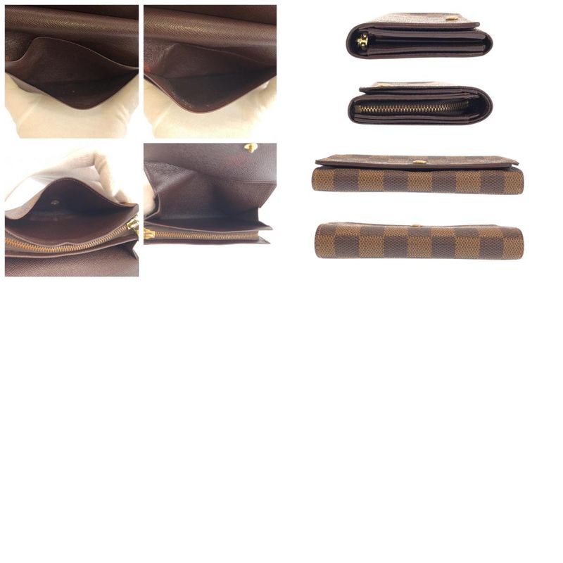 Louis Vuitton Damier Portomonevier Tresor Brown Fold Wallet Compact