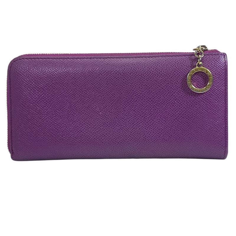 Bvlgari B-zero One Wallet L-shaped Zipper Logo Leather Purple Sophistication