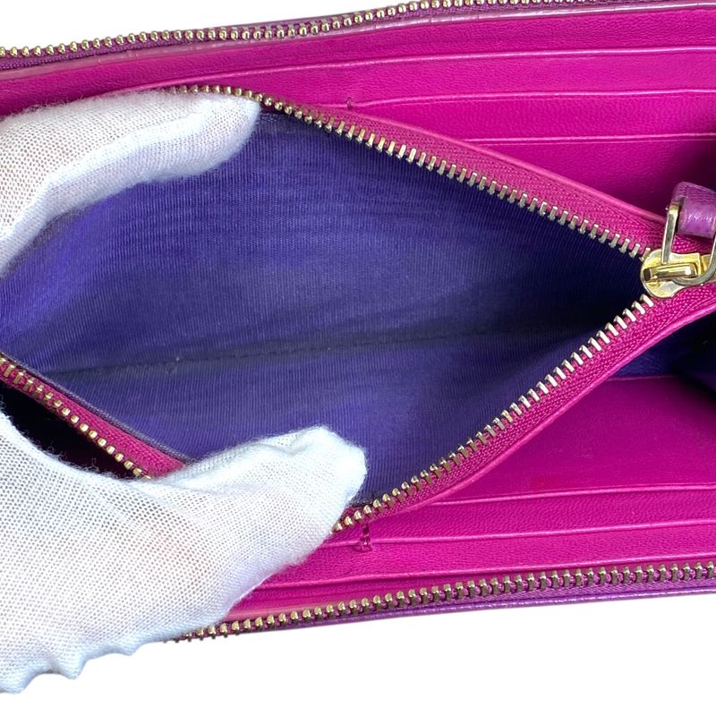 Bvlgari B-zero One Wallet L-shaped Zipper Logo Leather Purple Sophistication