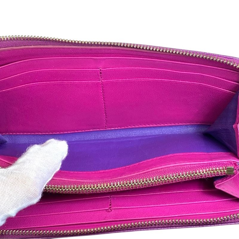 Bvlgari B-zero One Wallet L-shaped Zipper Logo Leather Purple Sophistication