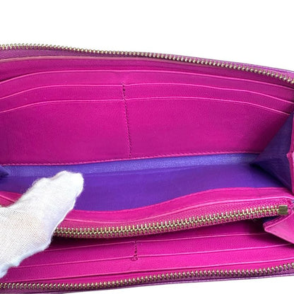 Bvlgari B-zero One Wallet L-shaped Zipper Logo Leather Purple Sophistication