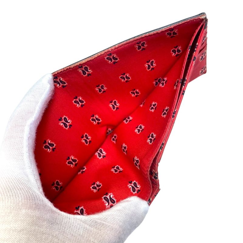 Saint Laurent Wallet Bifold Folding Paisley Compact Billfold Leather Black