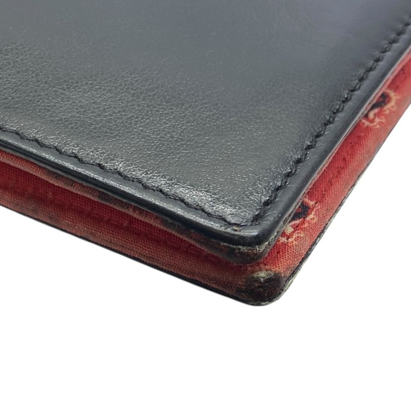 Saint Laurent Wallet Bifold Folding Paisley Compact Billfold Leather Black