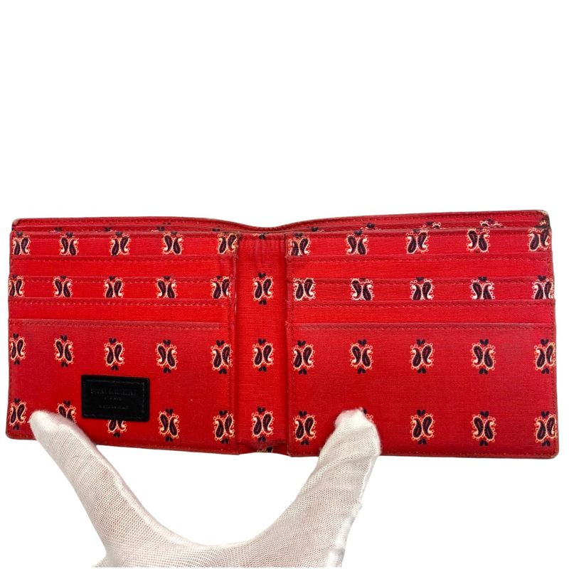 Saint Laurent Wallet Bifold Folding Paisley Compact Billfold Leather Black