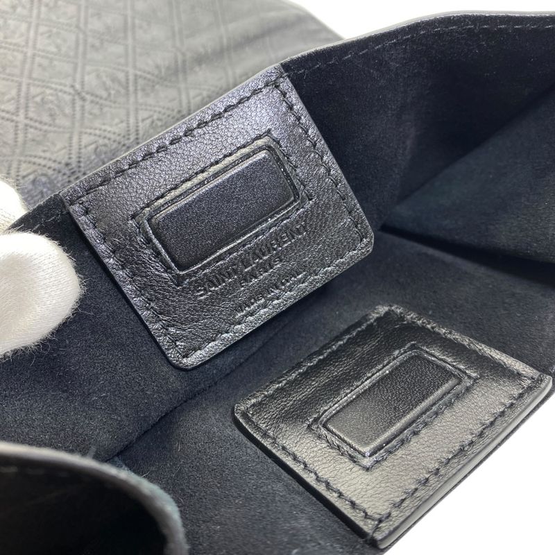 Saint Laurent Paris le Monogram Deli Paper Clutch Cassandra Logo Leather Black