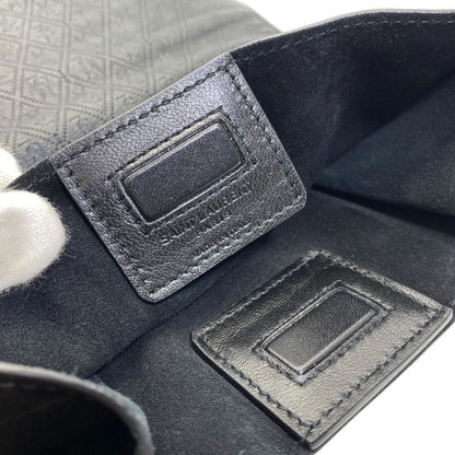 Saint Laurent Paris le Monogram Deli Paper Clutch Cassandra Logo Leather Black