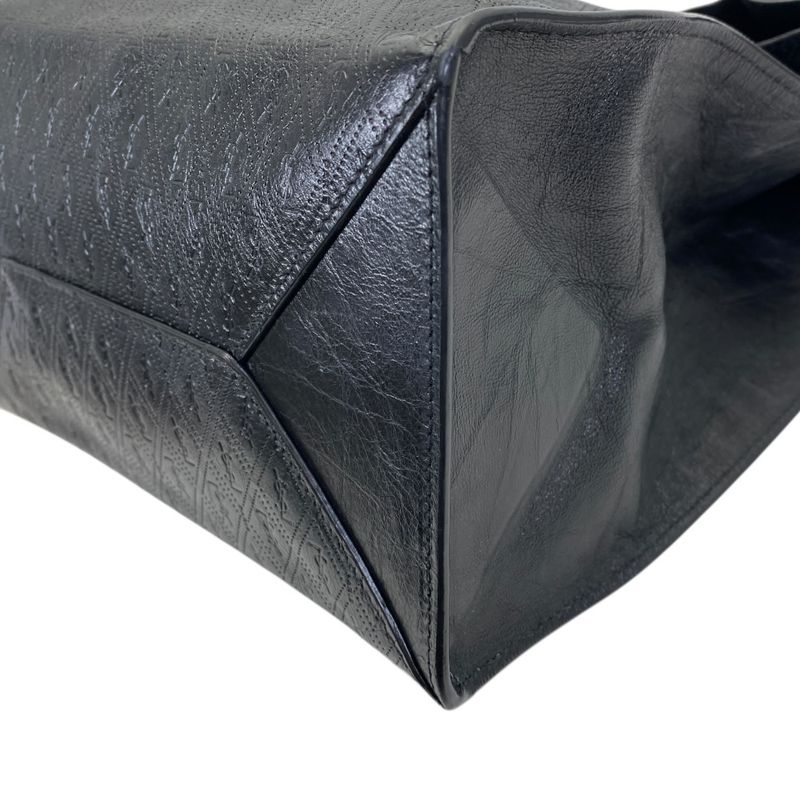 Saint Laurent Paris le Monogram Deli Paper Clutch Cassandra Logo Leather Black