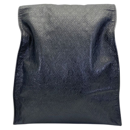 Saint Laurent Paris le Monogram Deli Paper Clutch Cassandra Logo Leather Black