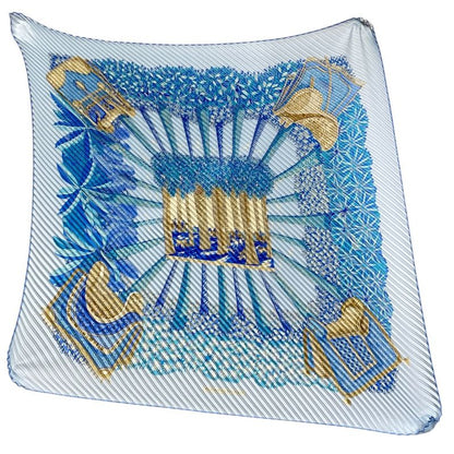 Hermes Gombres ET Lumieres Light and Shadow Pleated Carre 90 Scarf Plied Silk