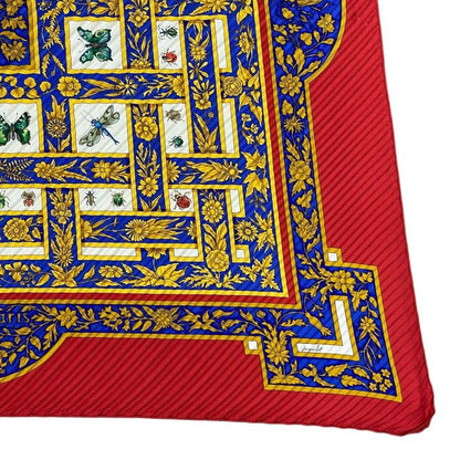 Hermes Scarf Joyaux de L'ete Summer Pleat Pleats Carre 90 Silk Red Multicolor