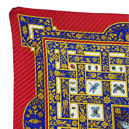 Hermes Scarf Joyaux de L'ete Summer Pleat Pleats Carre 90 Silk Red Multicolor