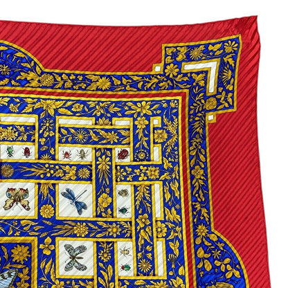 Hermes Scarf Joyaux de L'ete Summer Pleat Pleats Carre 90 Silk Red Multicolor