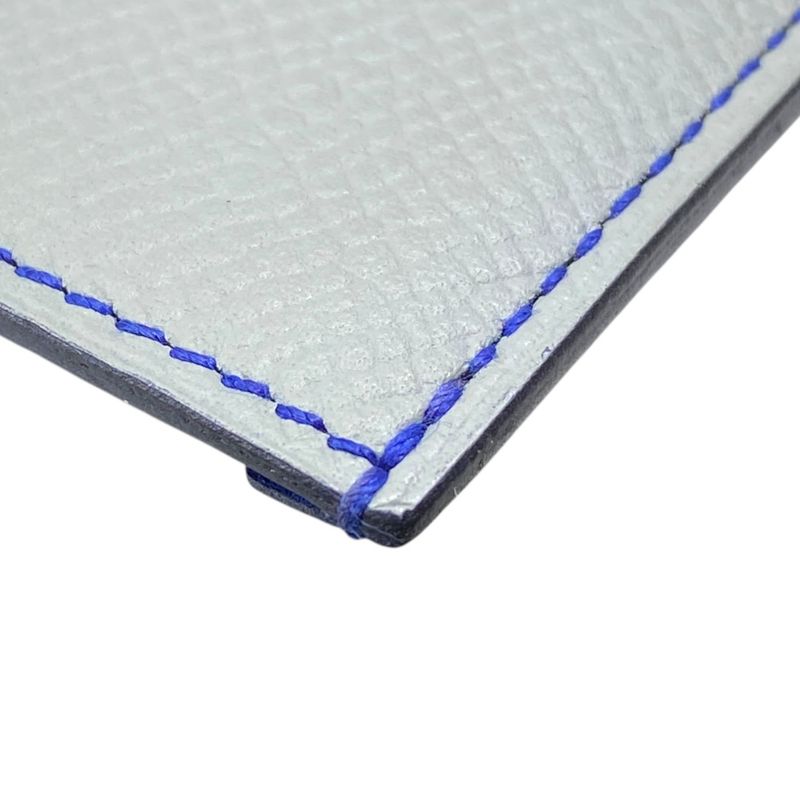 Hermes City Card Case Business Holder Compact Epsom Blue Gray Logo Sophisticatio