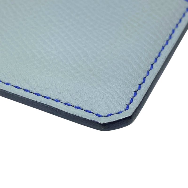Hermes City Card Case Business Holder Compact Epsom Blue Gray Logo Sophisticatio