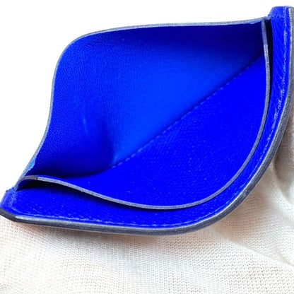 Hermes City Card Case Business Holder Compact Epsom Blue Gray Logo Sophisticatio