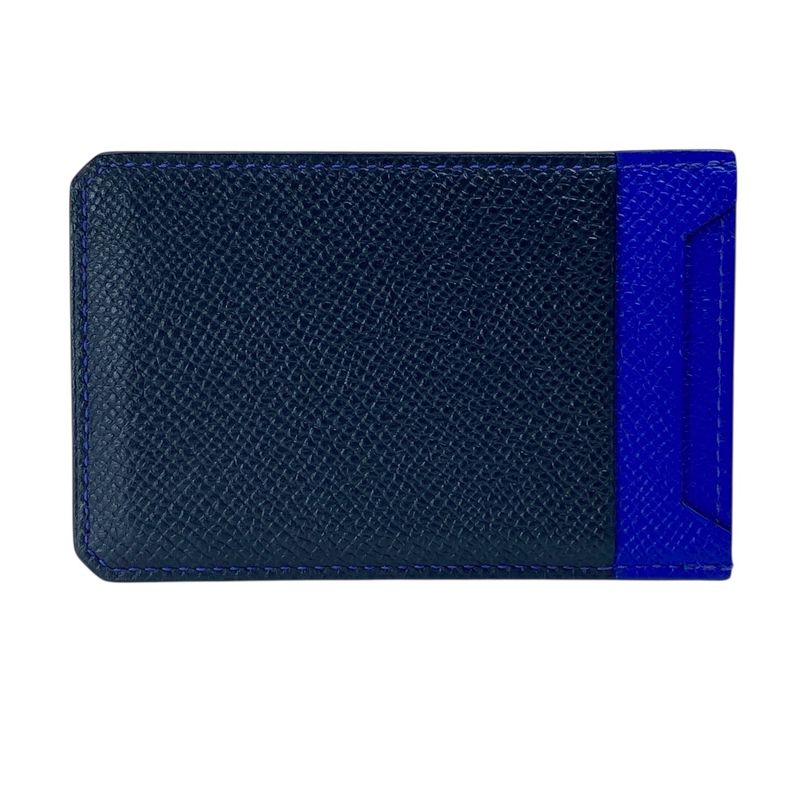 Hermes City Card Case Business Holder Compact Epsom Blue Gray Logo Sophisticatio