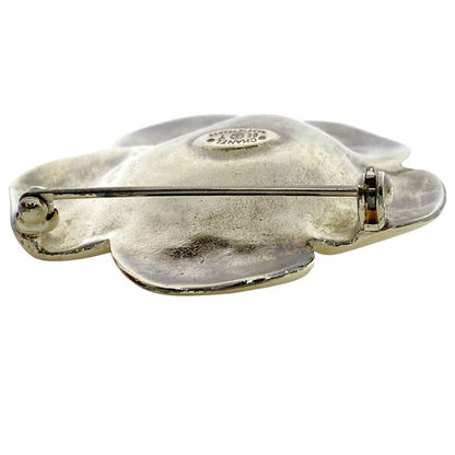 Chanel Vintage Camellia CC Logo Brooch Flower Champagne Gold Silver Faux Pearl