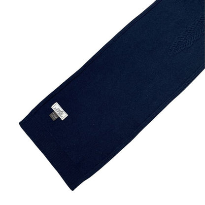 Hermes Knit Cable Scarf Shawl Cashmere Navy Classic Luxury Soft Warm Comfortable