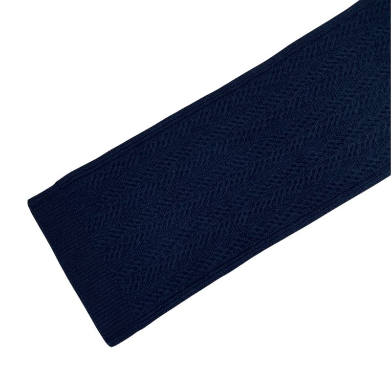 Hermes Knit Cable Scarf Shawl Cashmere Navy Classic Luxury Soft Warm Comfortable