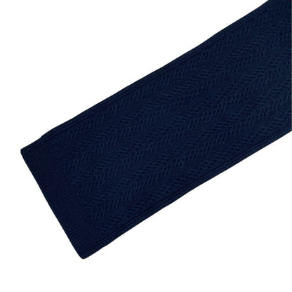 Hermes Knit Cable Scarf Shawl Cashmere Navy Classic Luxury Soft Warm Comfortable