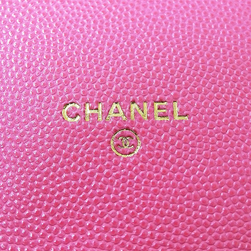 Chanel Quilted Shoulder Bag Smartphone Caviar Leather Pink Gold Pouch Chain