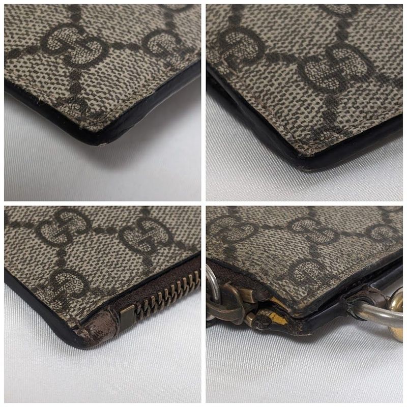 Gucci GG Supreme Neo Vintage Taiga Head Logo Brown Clutch