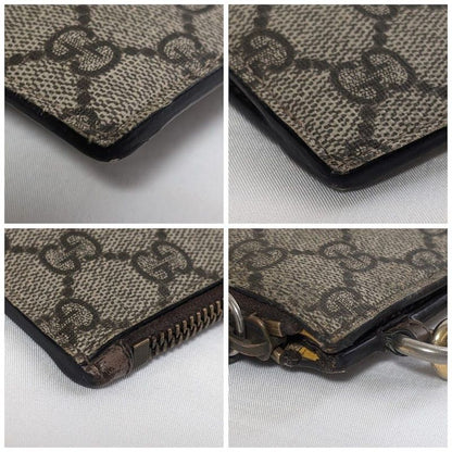 Gucci GG Supreme Neo Vintage Taiga Head Logo Brown Clutch