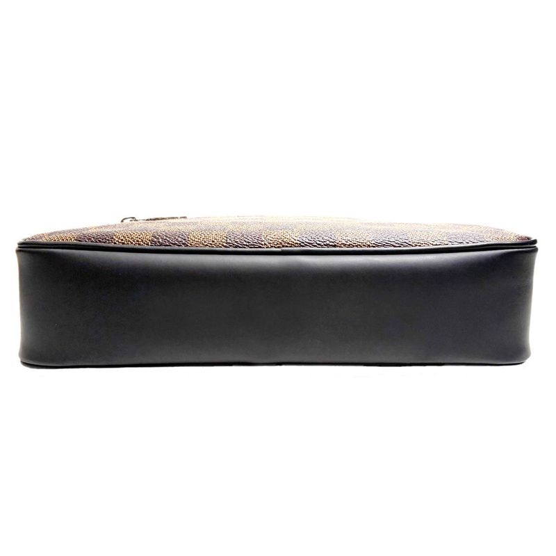 Louis Vuitton Clutch Pochette Kasai Brown Leather Damier Ebene