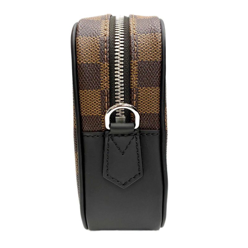 Louis Vuitton Clutch Pochette Kasai Brown Leather Damier Ebene