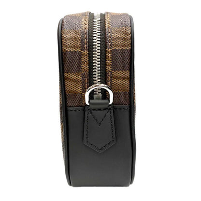 Louis Vuitton Clutch Pochette Kasai Brown Leather Damier Ebene