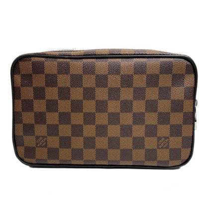 Louis Vuitton Clutch Pochette Kasai Brown Leather Damier Ebene