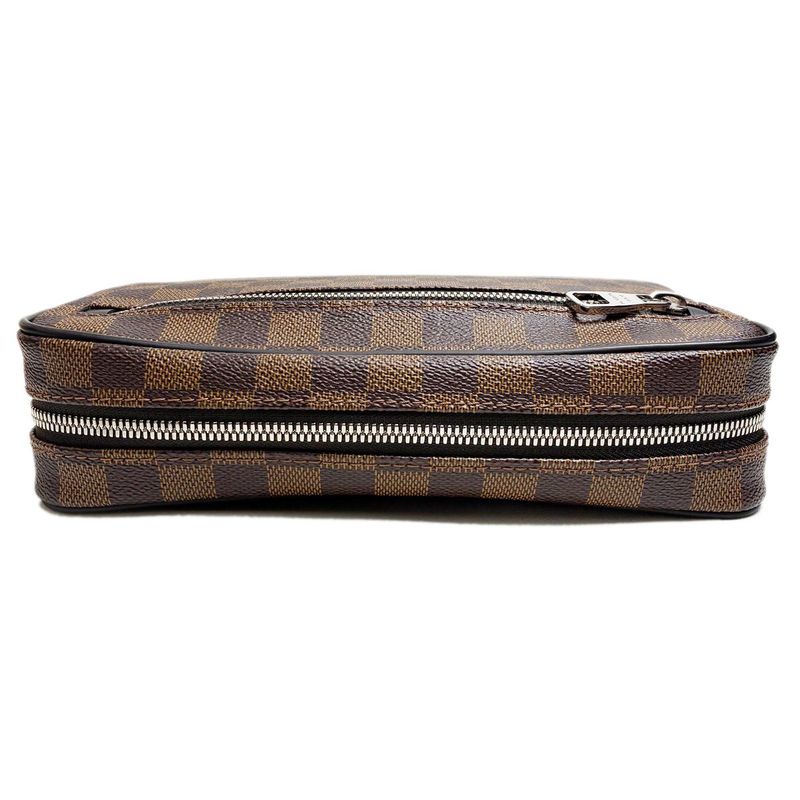 Louis Vuitton Clutch Pochette Kasai Brown Leather Damier Ebene
