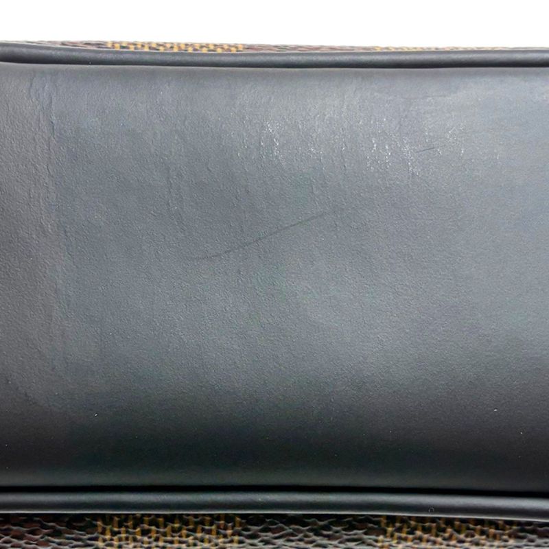 Louis Vuitton Clutch Pochette Kasai Brown Leather Damier Ebene