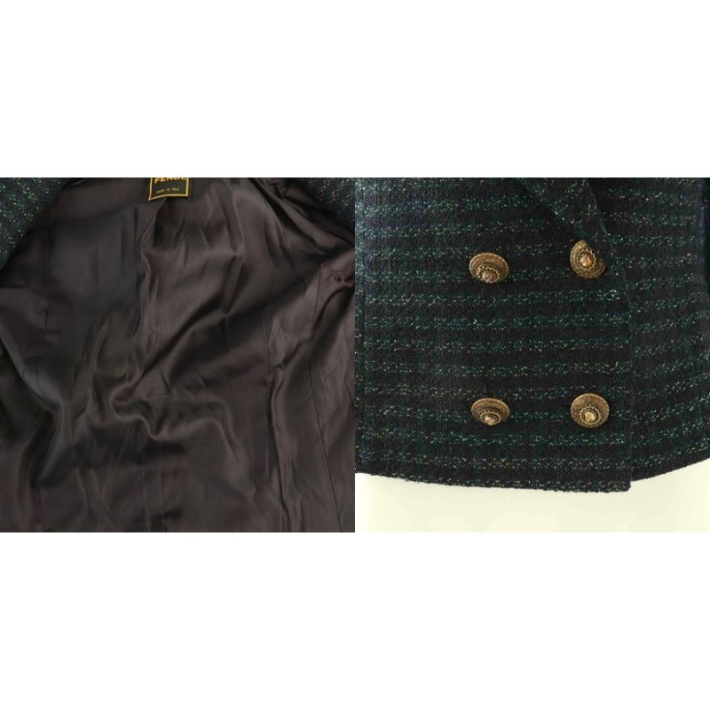 Fendi Suit Set Jacket Tight Skirt Lame 38 Black Multicolor ES