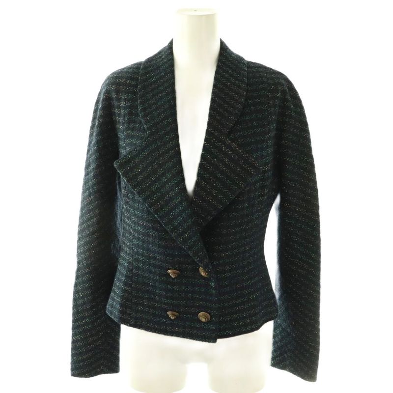 Fendi Suit Set Jacket Tight Skirt Lame 38 Black Multicolor ES