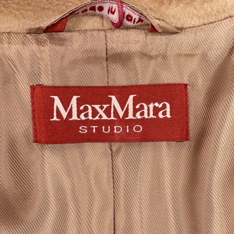 Max Mara Maxmara Studio Camel Wall 100 Belted Coat US 6