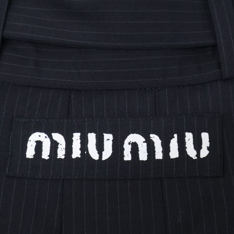 Miu Miu Pinstripe Skirt Belt Pleats 38