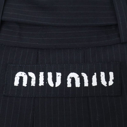 Miu Miu Pinstripe Skirt Belt Pleats 38
