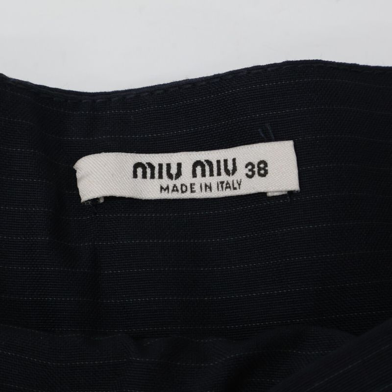 Miu Miu Pinstripe Skirt Belt Pleats 38