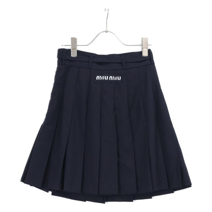 Miu Miu Pinstripe Skirt Belt Pleats 38