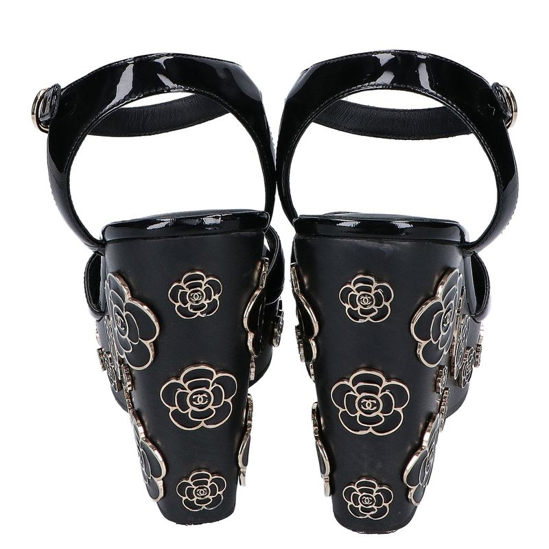 Chanel Patent Leather Camellia Sandal