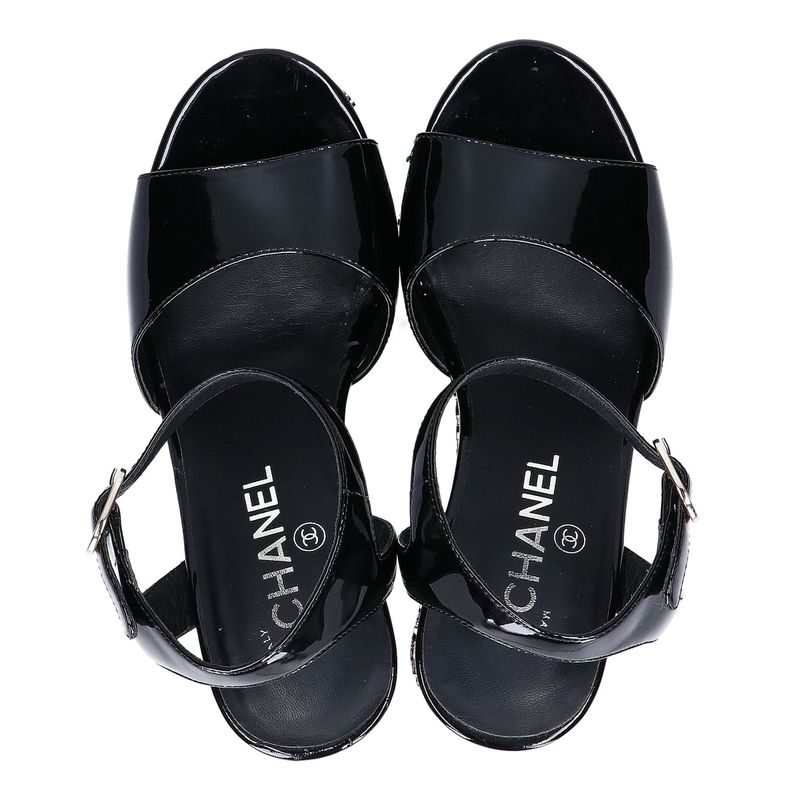 Chanel Patent Leather Camellia Sandal