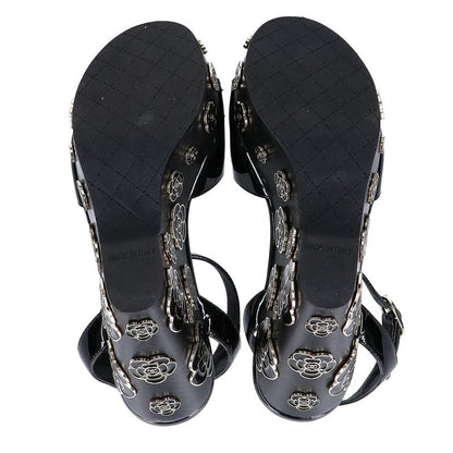 Chanel Patent Leather Camellia Sandal