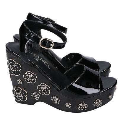 Chanel Patent Leather Camellia Sandal