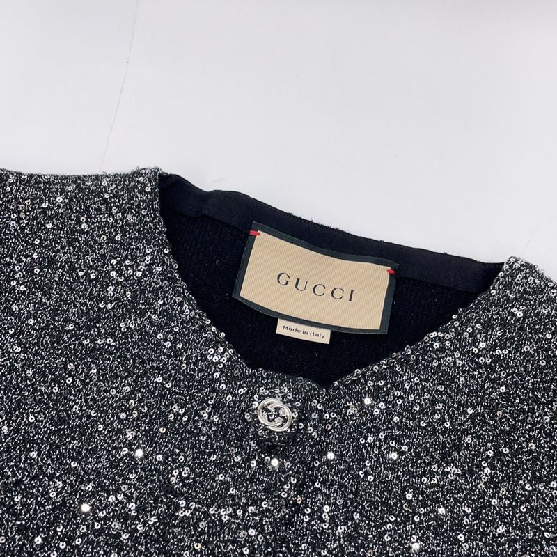 Gucci Gray Sequin Knit Cardigan