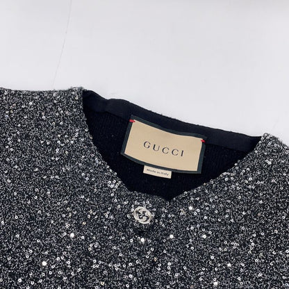 Gucci Gray Sequin Knit Cardigan