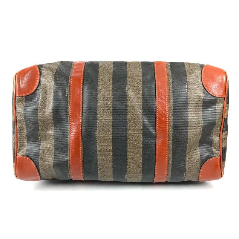 Fendi Boston Bag Pecan Logo Leather Khaki