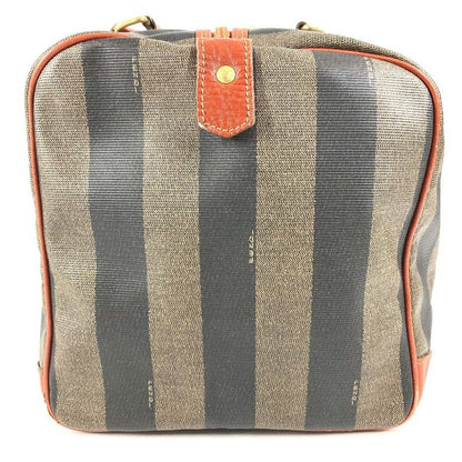 Fendi Boston Bag Pecan Logo Leather Khaki