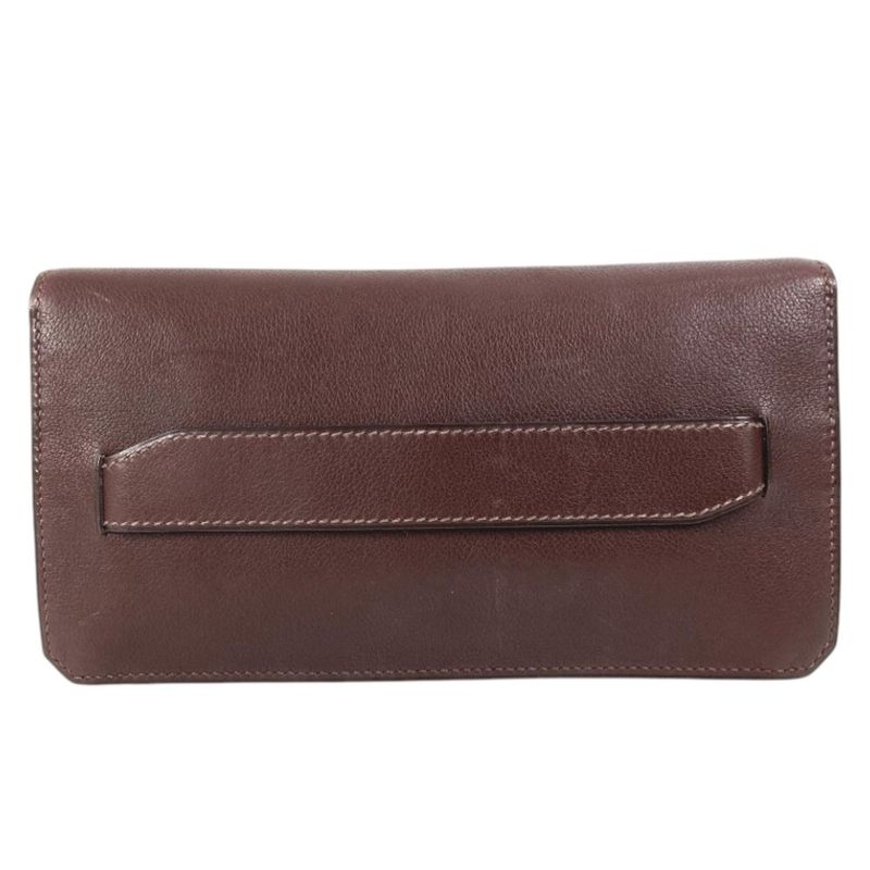 Hermes Clutch Envelope Leather Brown
